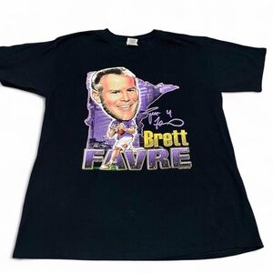 Men’s NFL Minnesota Vikings Brett Favre Black Graphic Shirt Size L